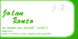 jolan ronto business card